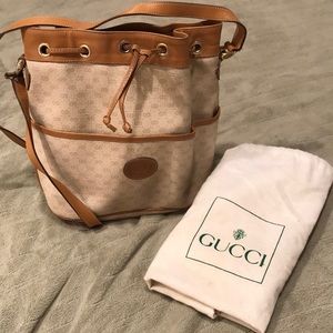 Vintage Gucci monogram logo drawstring bag